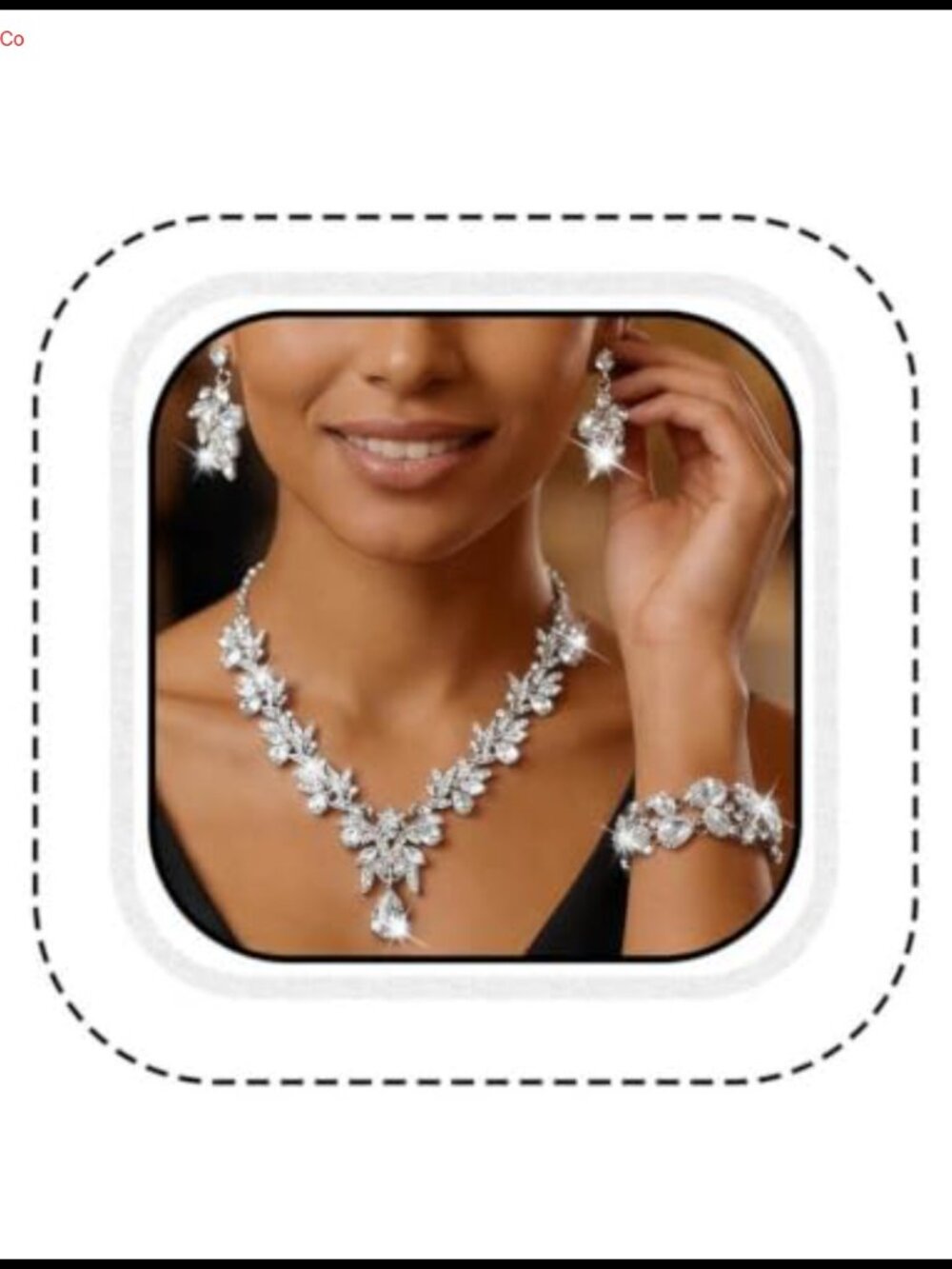 Rhinestone Wedding Necklace Earrings Bracelet Set Prom Formal Jewelry for Brides